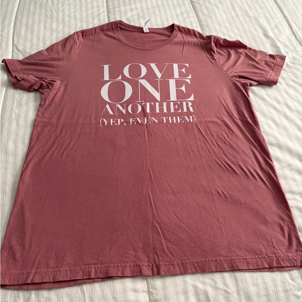 Red Short Sleeve Tee with Love Graphic